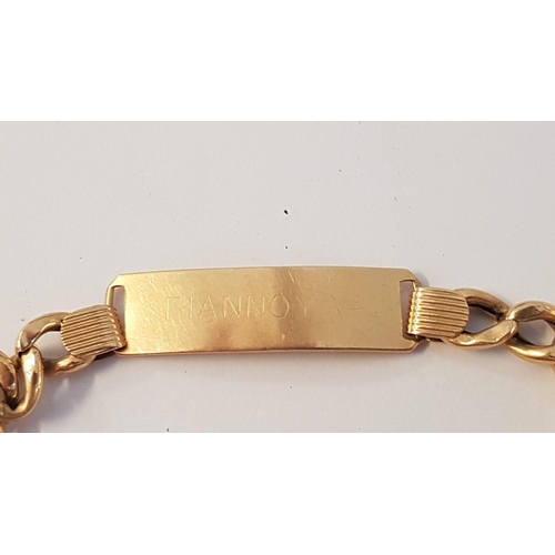 281 - 18ct Gold Identity Bracelet with Safety Chain, (Approx. L: 25cm, 12g)