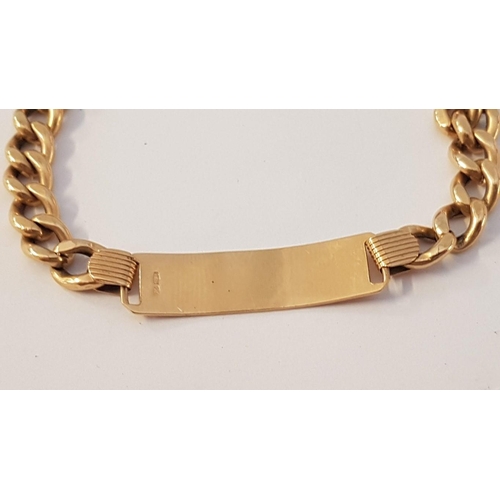 281 - 18ct Gold Identity Bracelet with Safety Chain, (Approx. L: 25cm, 12g)