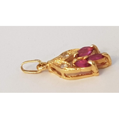 283 - 2 x Decorative 18ct Gold Pendants with Rubies and Clear Stones, (Approx. H's: 27mm and 22mm, Total W... 