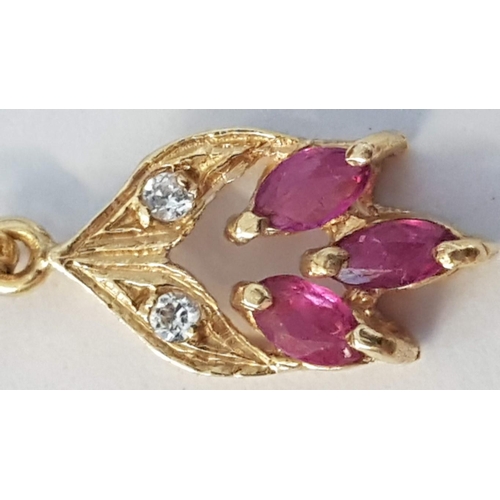 283 - 2 x Decorative 18ct Gold Pendants with Rubies and Clear Stones, (Approx. H's: 27mm and 22mm, Total W... 