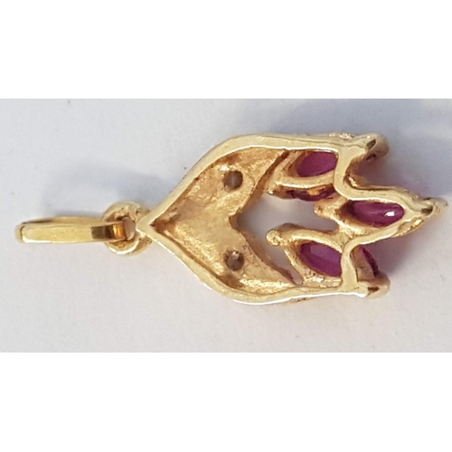 283 - 2 x Decorative 18ct Gold Pendants with Rubies and Clear Stones, (Approx. H's: 27mm and 22mm, Total W... 