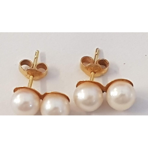 284 - Pair of 18ct Gold and Twin Pearl Earrings, (Approx. 3.2g)