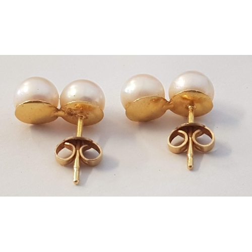 284 - Pair of 18ct Gold and Twin Pearl Earrings, (Approx. 3.2g)