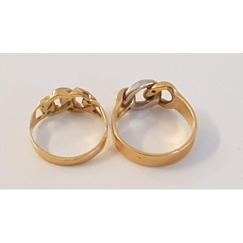 285 - 2 x 18ct Gold Rings with Interlocking Ring Design, with White Gold Highlights and Inset Clear Stones... 