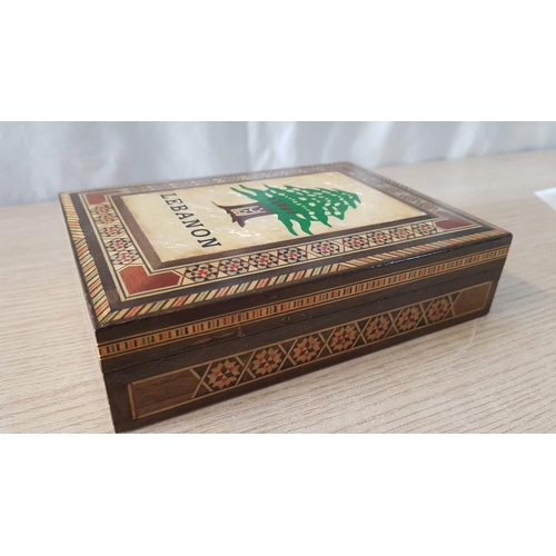 400 - 'Lebanon' Mother of Pearl Inlay Collectible Jewellery Box, (Approx. 13.5cm x 18.5cm 4.5cm).