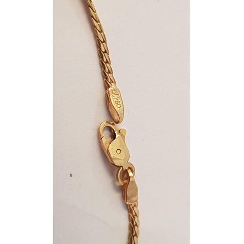 55 - 18ct Gold Necklace with Diamond Set Centre, (Approx. L 41cm, 12.9g)