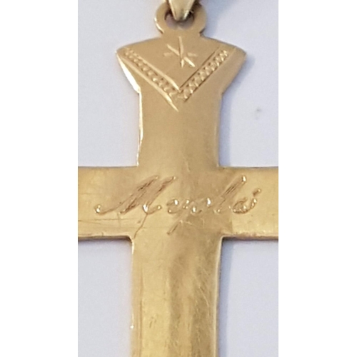 64 - Large 18ct Gold Cross Pendant (Approx. H; 5.5cm) on 18ct Gold Chain / Necklace, (Approx. L: 60cm), T... 