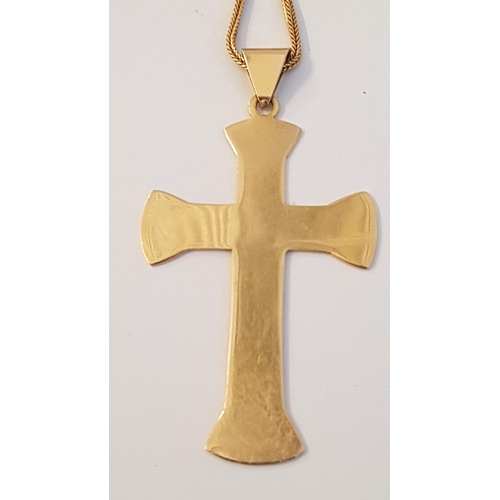 64 - Large 18ct Gold Cross Pendant (Approx. H; 5.5cm) on 18ct Gold Chain / Necklace, (Approx. L: 60cm), T... 