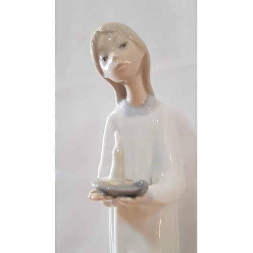 76 - Lladro 'Girl with Candle', Porcelain Figurine, Made in Spain, (#4868), H: 20.5cm.