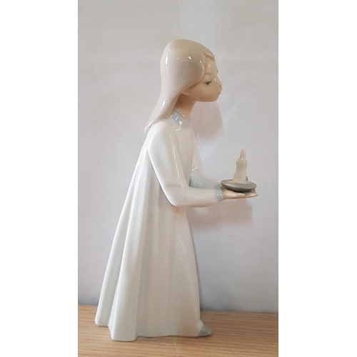 76 - Lladro 'Girl with Candle', Porcelain Figurine, Made in Spain, (#4868), H: 20.5cm.