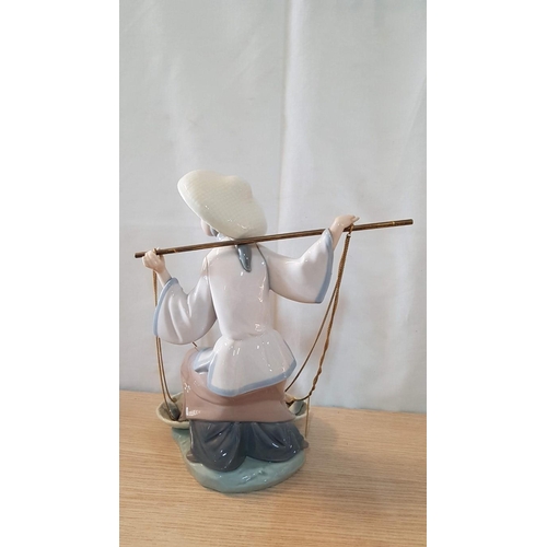 79 - Lladro 'Fish a Plenty' Porcelain Figurine, Made in Spain, (Oriental Fisherman), 1982, H:25cm.