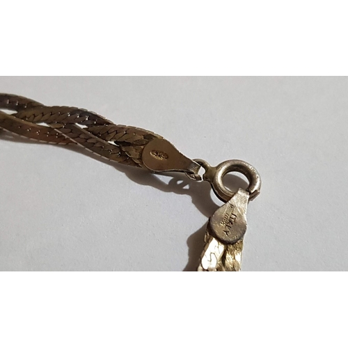 160 - Retro 1980's Silver .925, Braided Bracelet, (Approx. 3.1g  L:17cm).