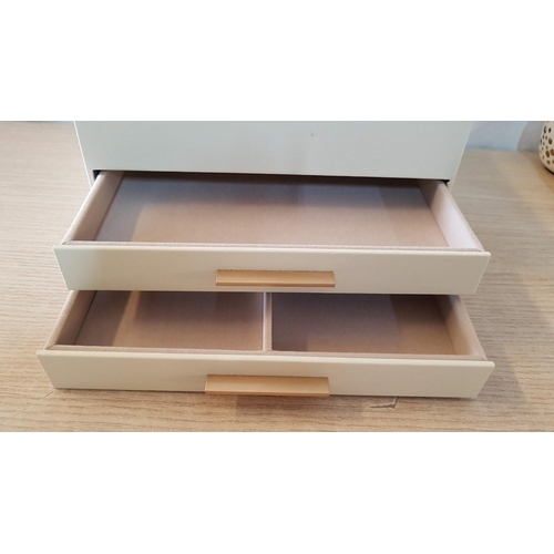 163 - Large Beige Leather Effect Square Jewelry Box, (Approx. 23cm x 20cm x 13.5cm), Looks Unused.