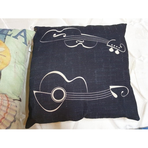 173 - 3 x Cushions and 3 x Pieces of Fabric, (Approx. 140 x 100cm)