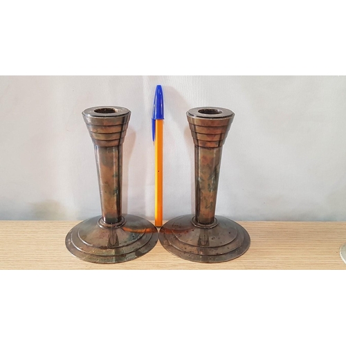 22 - Pair of Classic 'Christofle' Silver Plated Candlesticks, (H: 13.5cm Each), (2)