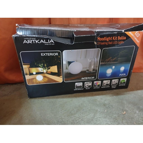 261 - 2 x Moodlight Floating Balls In Original Box With Charger & Remote Control. (Basic Test And Switches... 