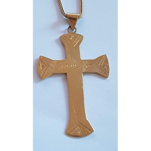 30 - Large 18ct Gold Cross Pendant (Approx. H: 5.5cm), on 18ct Gold Chain / Necklace (Approx. L: 58cm), T... 