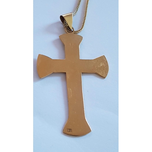 30 - Large 18ct Gold Cross Pendant (Approx. H: 5.5cm), on 18ct Gold Chain / Necklace (Approx. L: 58cm), T... 