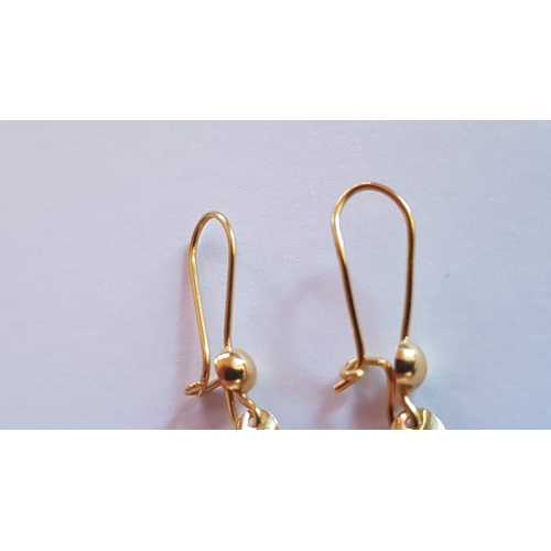 34 - Pair of Decorative 18ct Gold Earrings, (Approx. H: 4.8cm, 2.6g)