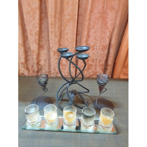 348 - 4 x Metal & Glass Candle Holders