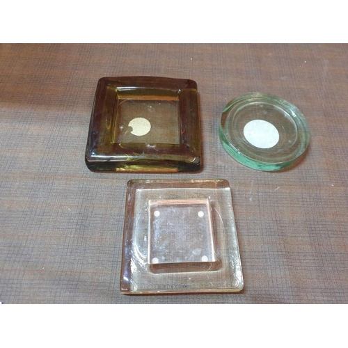 349 - 3 x Heavy Glass Candle Holders