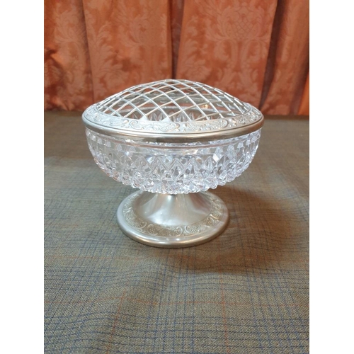 426 - Crystal and Silver Plated Rose Bowl From Grenadier, England., (Approx. Ø: 16cm, H: 12cm)