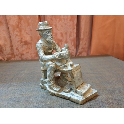 428 - Hand Crafted Soapstone Old Man Cobbler Sculpture, (Approx. H: 20cm)