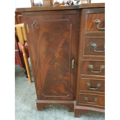 214 - Wooden Buffet/Sideboard with 2 x Cupboards and 5 x Bow Fronted Drawers. (A/F: Nice Up-Cycle Project?... 