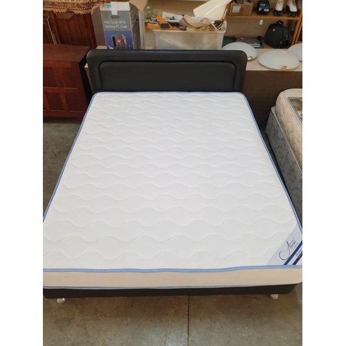 215 - King Size Bed With Padded Headboard and Immaculate 'Gevorest Anesis' Orthopedic Medium-Firm Mattress... 