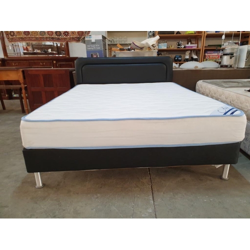 215 - King Size Bed With Padded Headboard and Immaculate 'Gevorest Anesis' Orthopedic Medium-Firm Mattress... 