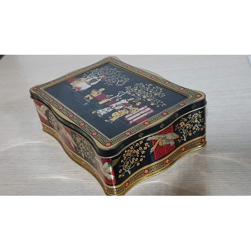 117 - Vintage 20th Century Hong Kong Metal Tin Box,
(Approx. 21.5cm x 15cm x 7.5cm).