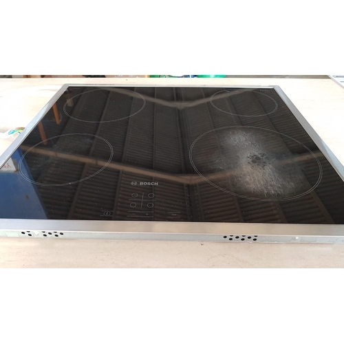 186 - 'Bosch' Ceramic Electric Hob with Stainless Steel Frame, Type: HT6ET60, (Approx. 58cm x 51cm), Worki... 