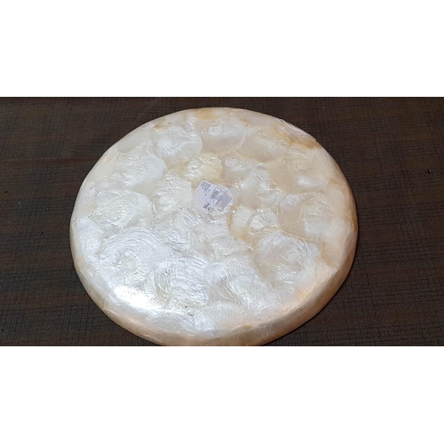 355 - Large Mother of Pearl Plate Plus 1 x Wooden Bowl and 2 x Small Wood Ornaments