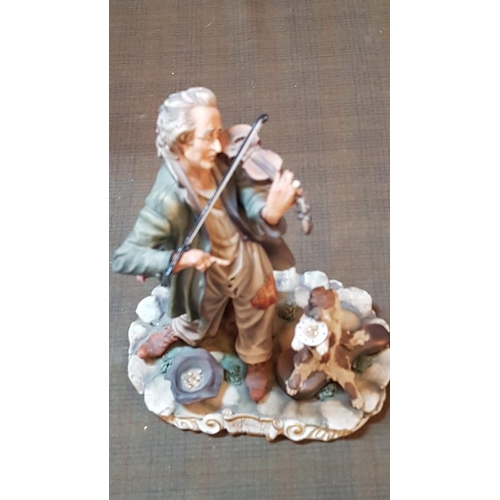 Vintage 'Capodimonte Violinist', Porcelain Sculpture by Enzo