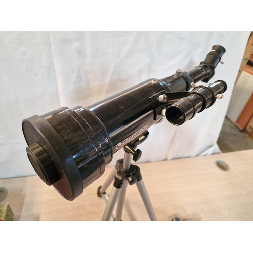 103 - Celestron Travel Telescope, (Model: 21035), on Tripod with Additional Lenses and Manual