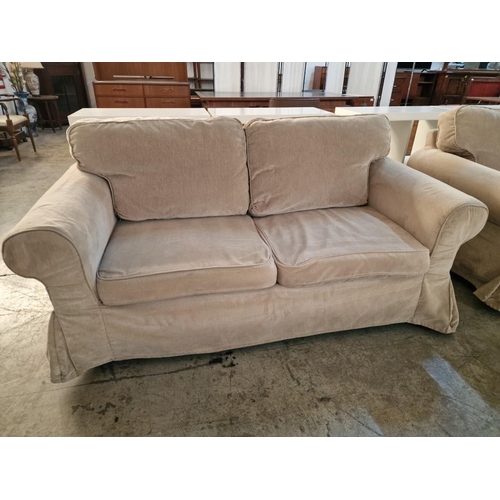 139 - Matching Pair of 2-Seater Sofas with Pale Green Fabric Covers (removable), (2)