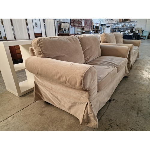 139 - Matching Pair of 2-Seater Sofas with Pale Green Fabric Covers (removable), (2)