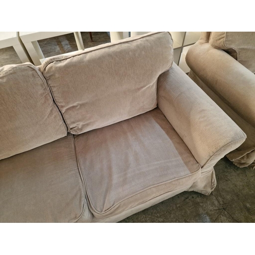 139 - Matching Pair of 2-Seater Sofas with Pale Green Fabric Covers (removable), (2)