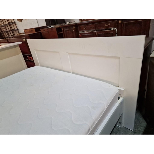 143 - White Colour Double Bed with IKEA 'Sultan' Mattress, (Approx. 140 x 200cm)