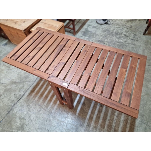 221 - Wooden Slat Folding / Drop-Leaf Garden or Patio Table, (Approx. 131 x 63 x 73cm Open)