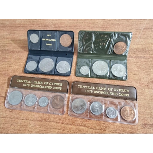 67 - 4 x Sets of Vintage Uncirculated Cyprus Coins; 1977, 1978 and 1979 x 2, (4)