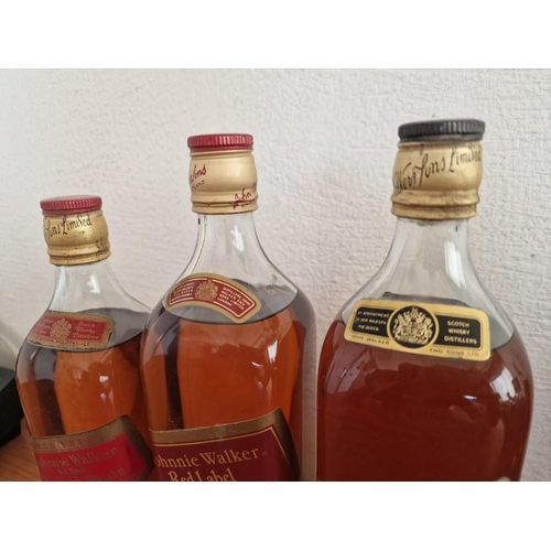 87 - 3 x Bottles of Johnnie Walker Old Scotch Whisky; 12 Year Extra Special Black Label (1 Ltr), Red Labe... 