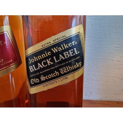 87 - 3 x Bottles of Johnnie Walker Old Scotch Whisky; 12 Year Extra Special Black Label (1 Ltr), Red Labe... 