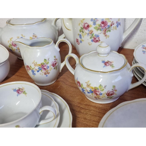 253 - Decorative Vintage Bavarian Tea / Coffee Set with Floral Pattern and Gold Trim; Coffee Pot, Tea Pot,... 