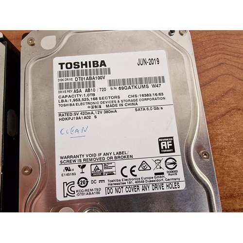 256 - 7 x Computer Hard Drives; Incl. HGST 6TB (2015), WD 250GB (2011), Toshiba 1TB (2019), WD 500GB (2011... 