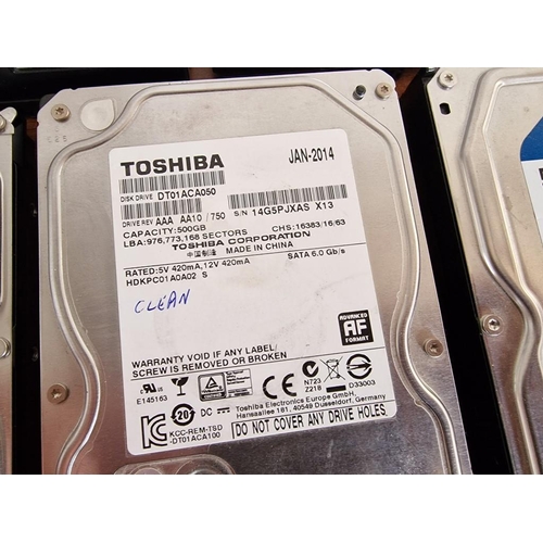 256 - 7 x Computer Hard Drives; Incl. HGST 6TB (2015), WD 250GB (2011), Toshiba 1TB (2019), WD 500GB (2011... 