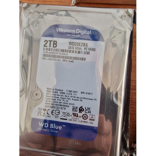 257 - 5 x Computer Hard Drives, * Unused in Sealed Plastic *; 3 x 2TB Western Digital (2021), 320GB WD (20... 