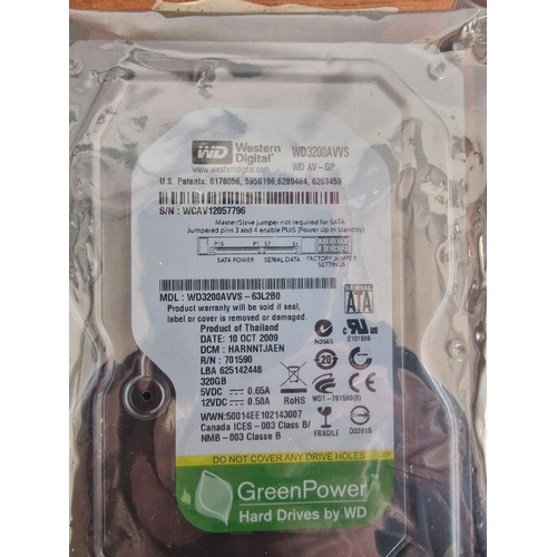 257 - 5 x Computer Hard Drives, * Unused in Sealed Plastic *; 3 x 2TB Western Digital (2021), 320GB WD (20... 