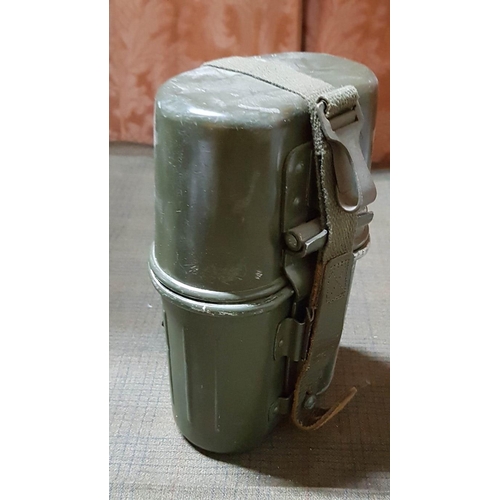 153 - Army Memorabilia: Aluminum Mess Tin with Cutlery, German THW Field Bottle Version, Intelligence Corp... 