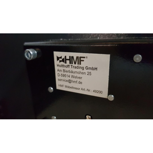 16 - 'HMF' Small Metal Home Safe with 2 x Keys, (One in the Office), (Approx. 20cm x  31cm x 20cm).